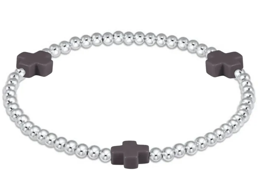 E Newton Signature Cross 3mm Bead Bracelet - Sterling