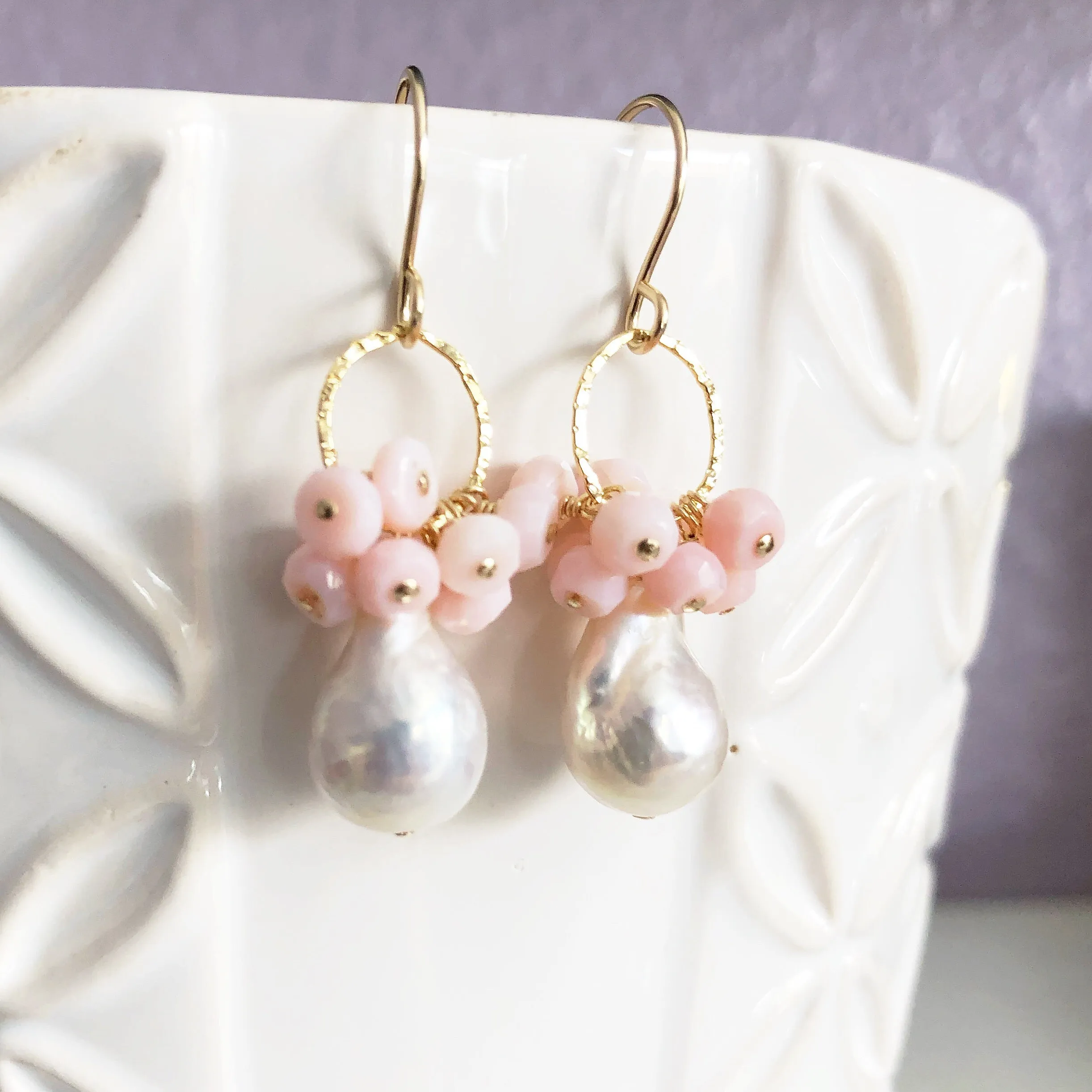 Earrings KIRA - pink opal (E556)