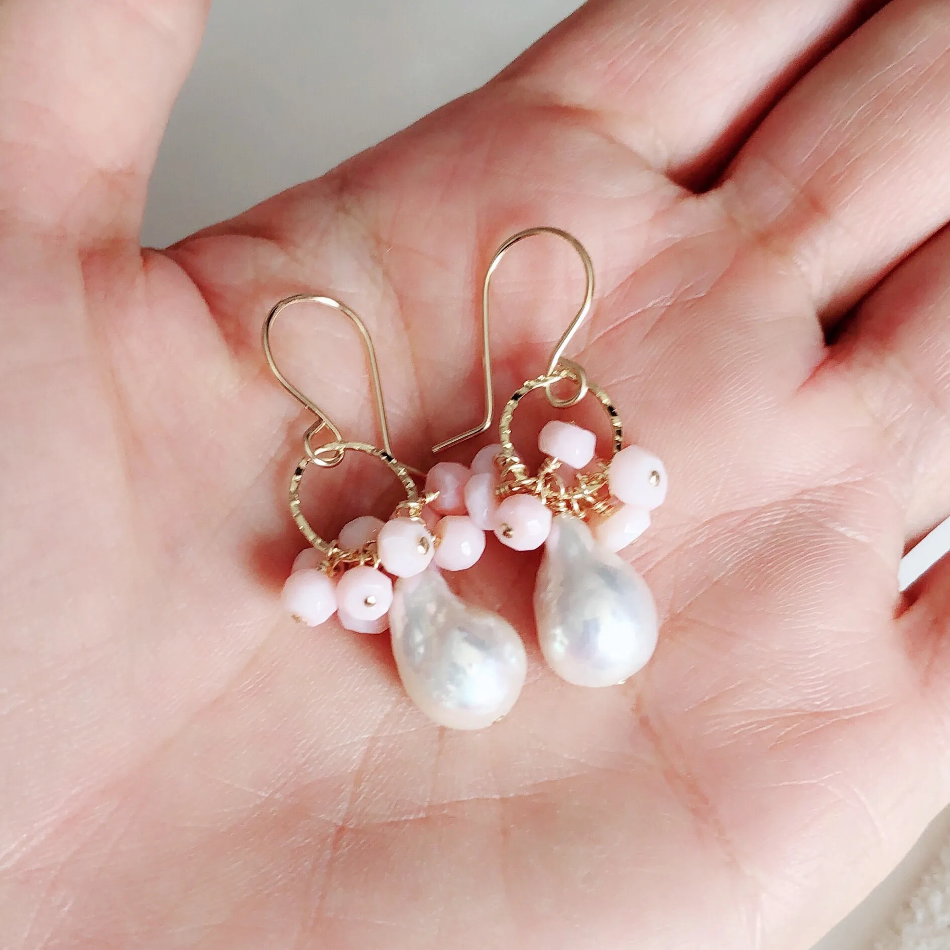 Earrings KIRA - pink opal (E556)