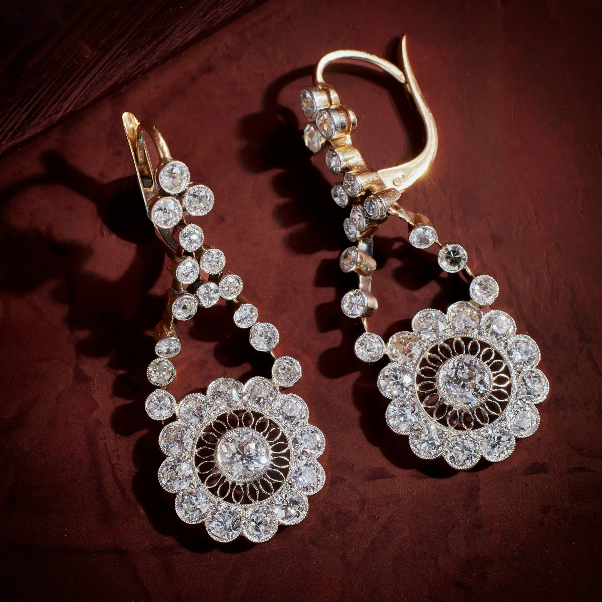 Edwardian Diamond Pendant Earrings