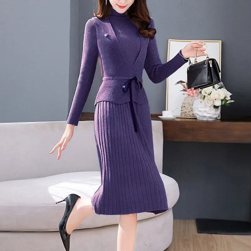 Elegant Bow Knitted Long Dress