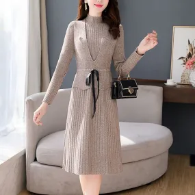 Elegant Bow Knitted Long Dress