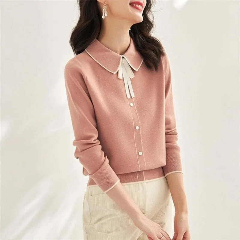 Elegant Bow Knitted Sweater