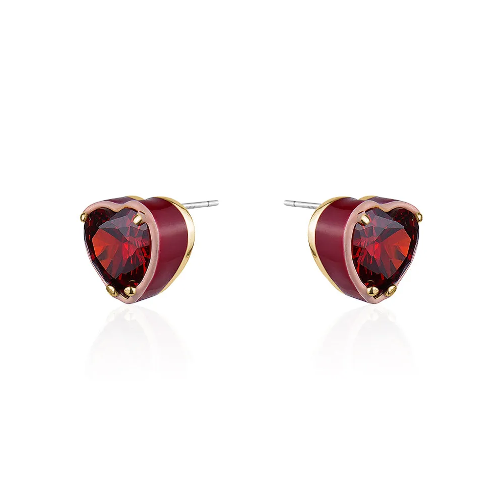 ENAMEL RED HEART EARRINGs