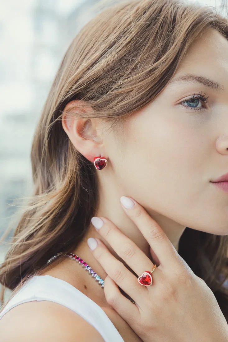 ENAMEL RED HEART EARRINGs