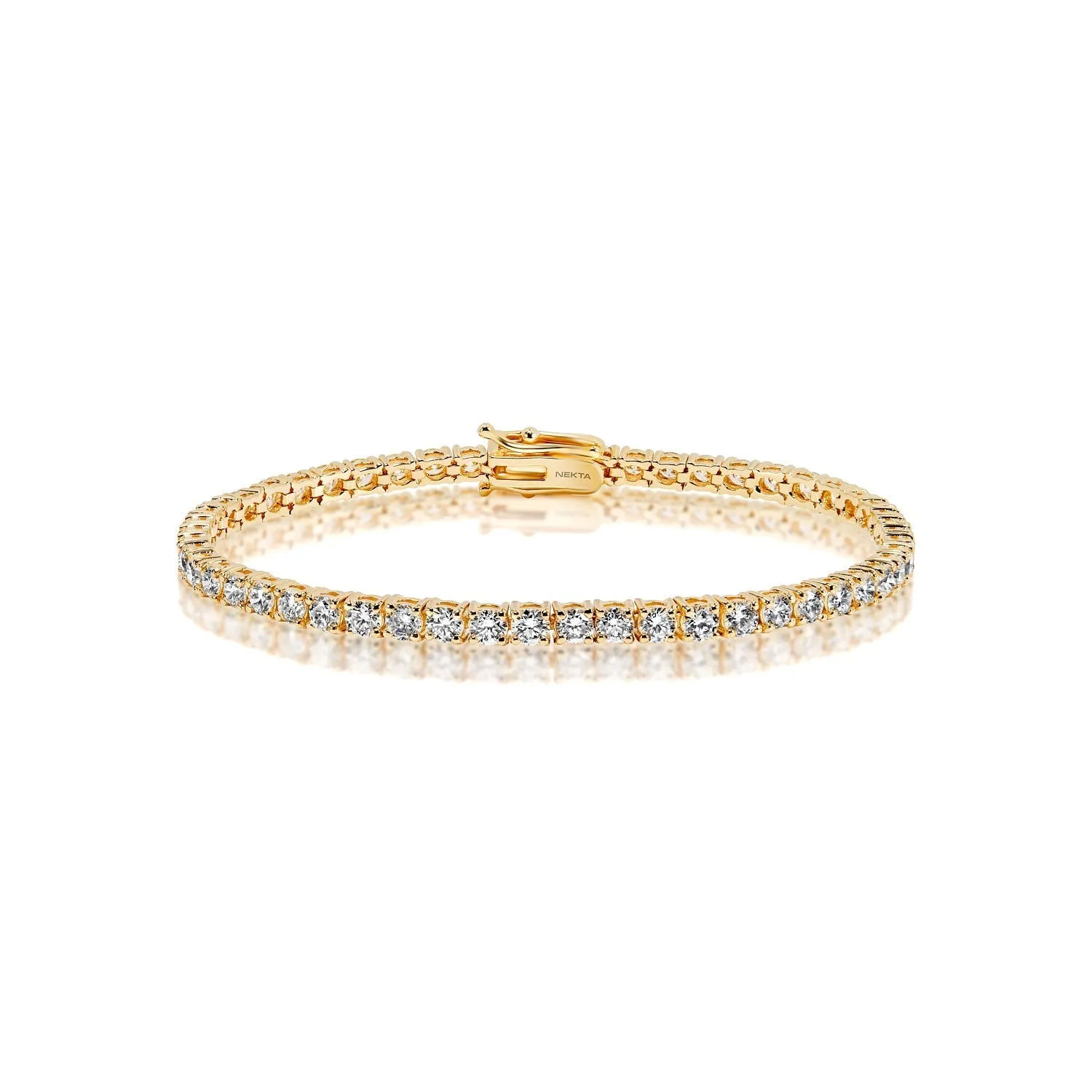 Esme 5.50 Carat 11 Pointer Each Stone Round Brilliant Diamond Tennis Bracelet in 14k Yellow Gold