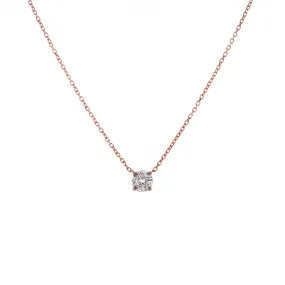 Estate 14k Rose Gold Solitaire 0.50ct Old European 18 Pendant Necklace