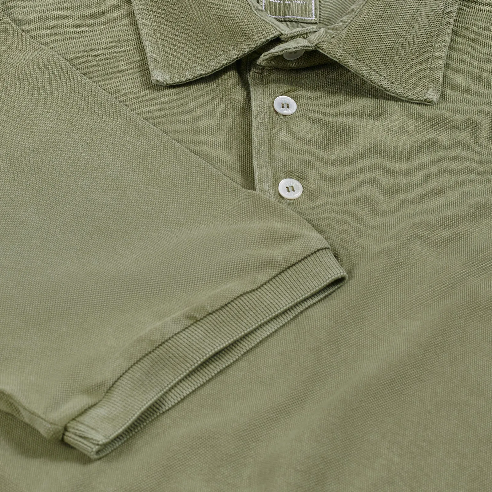 Fedeli Classic Short Sleeve Knitted Piqué Polo Shirt in Olive Green