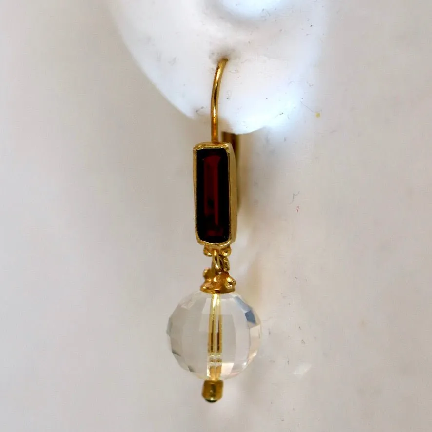 Felicity Fairchild 14k Gold, Garnet and Crystal Earrings