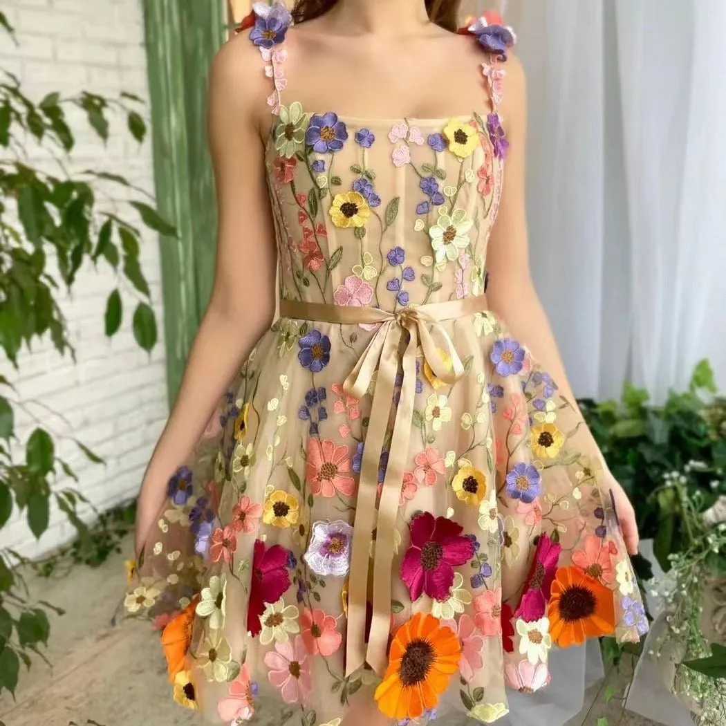 Flower Embroidery Summer Dress