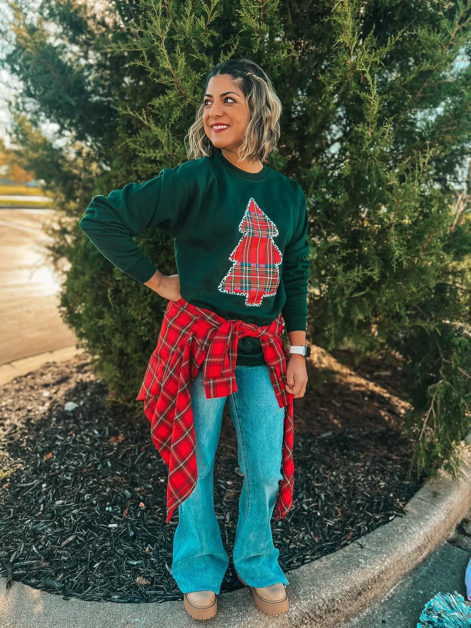 Forest Green {PLAID CHRISTMAS TREE} Sweatshirt