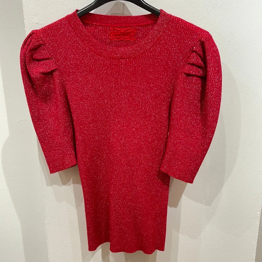 FR-2070-Sparkly Puff Sleeve Sweater