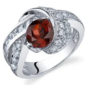 Garnet Round Cut Sterling Silver Ring Size 8