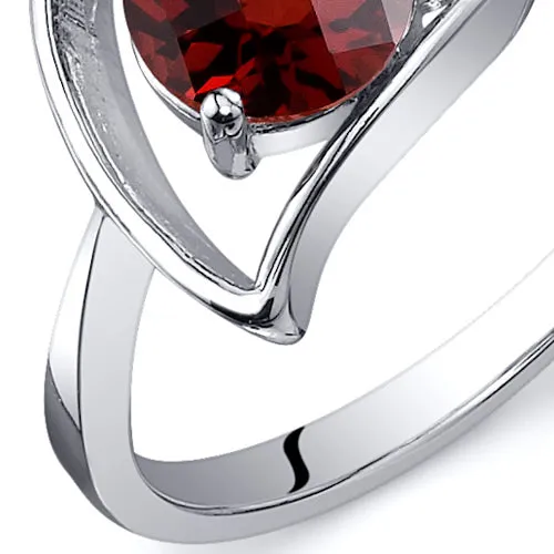 Garnet Round Cut Sterling Silver Ring Size 8