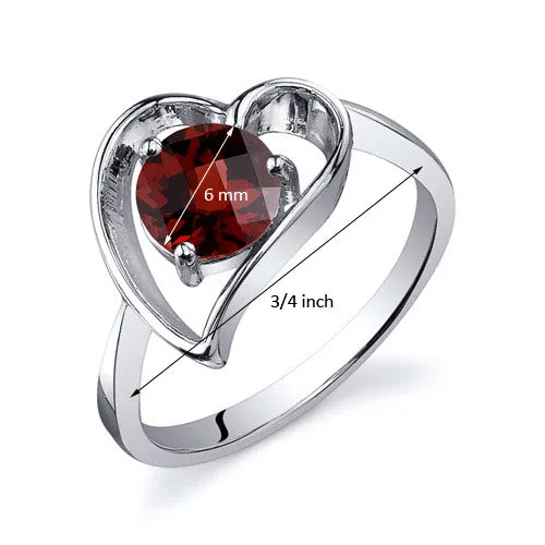 Garnet Round Cut Sterling Silver Ring Size 8