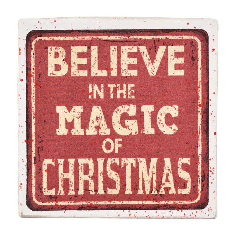 Gift Boxes-Believe in the Magic of Christmas-Paper Mache-Square-X-Small-Quantity 1