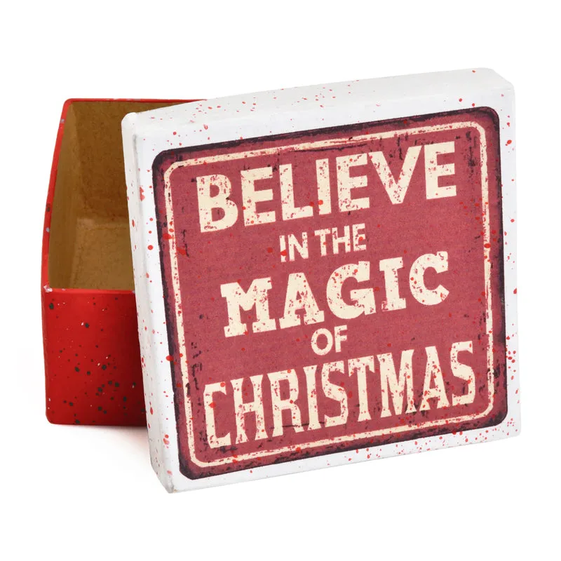 Gift Boxes-Believe in the Magic of Christmas-Paper Mache-Square-X-Small-Quantity 1