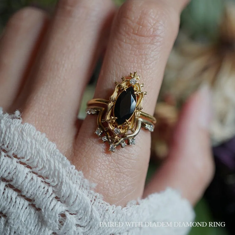 Gothic Marquise Onyx Ring in 14K and 18K Gold