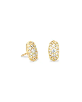 Grayson Crystal Stud Earrings Gold Metal White CZ by Kendra Scott