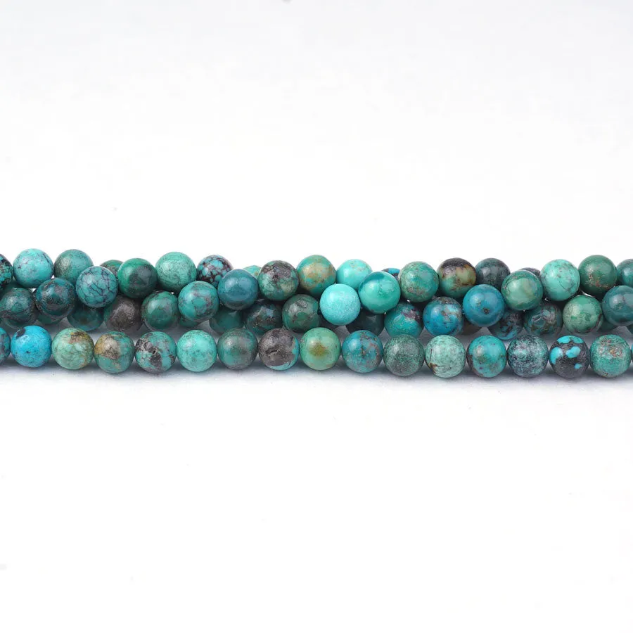 Hubei Turquoise 4mm Blue Matrix Round Faceted A Grade - 15-16 Inch