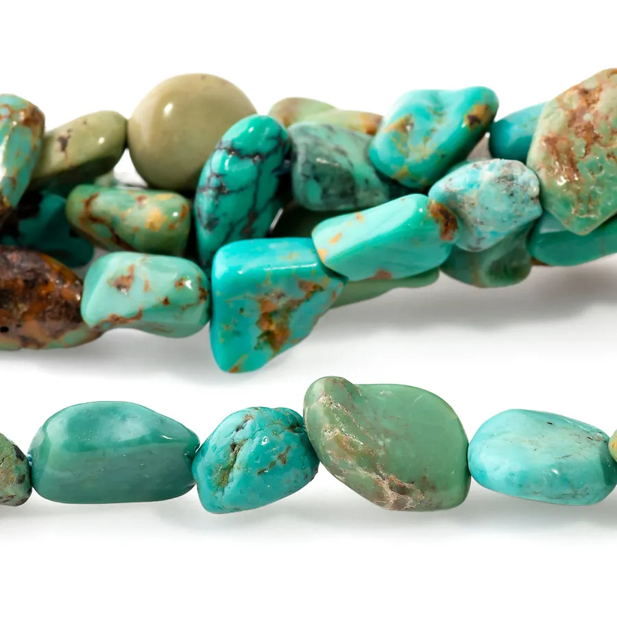 Hubei Turquoise 4x6-6x8mm Pebble - 15-16 Inch