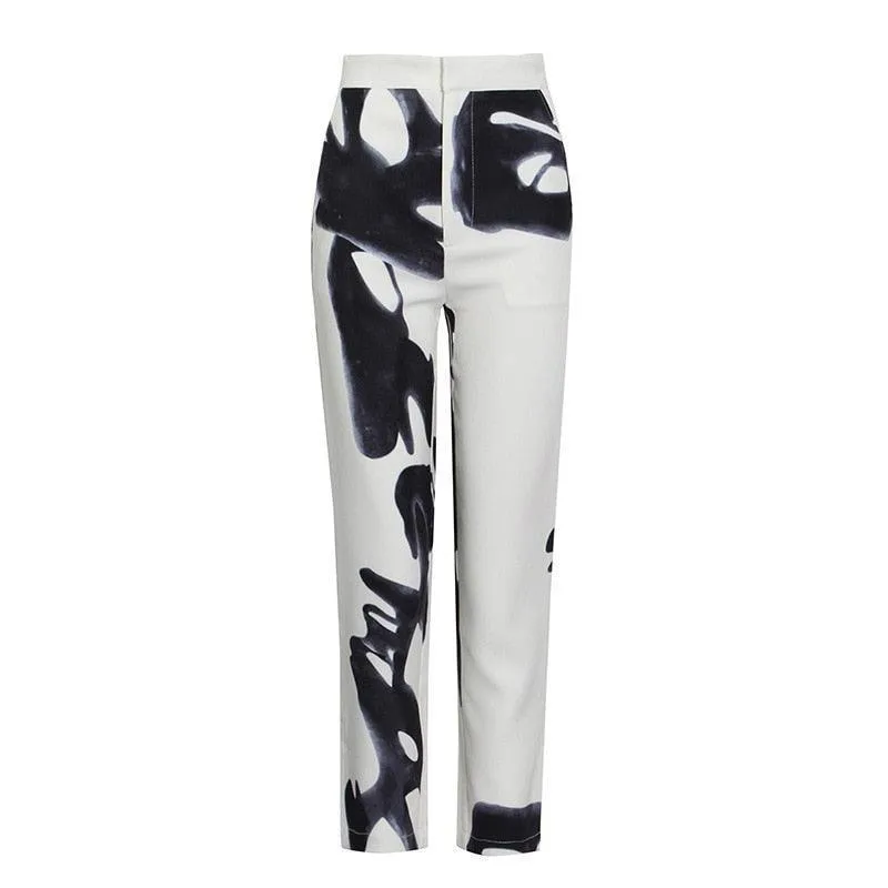 Ink Print Retro Style Pantsuit