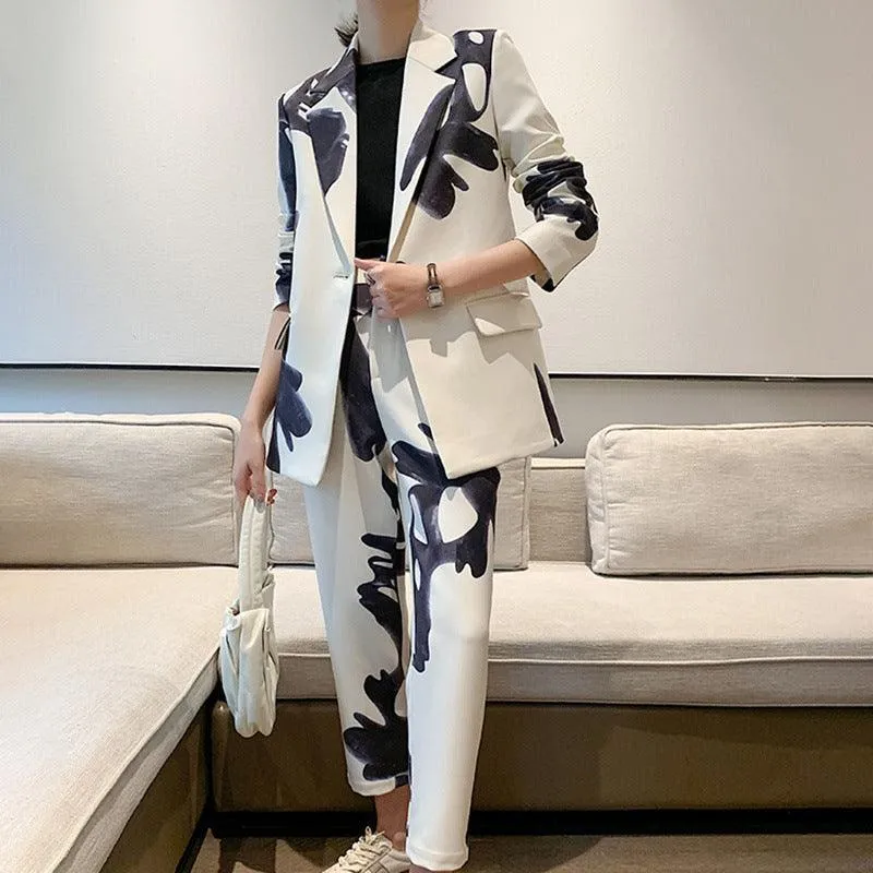 Ink Print Retro Style Pantsuit