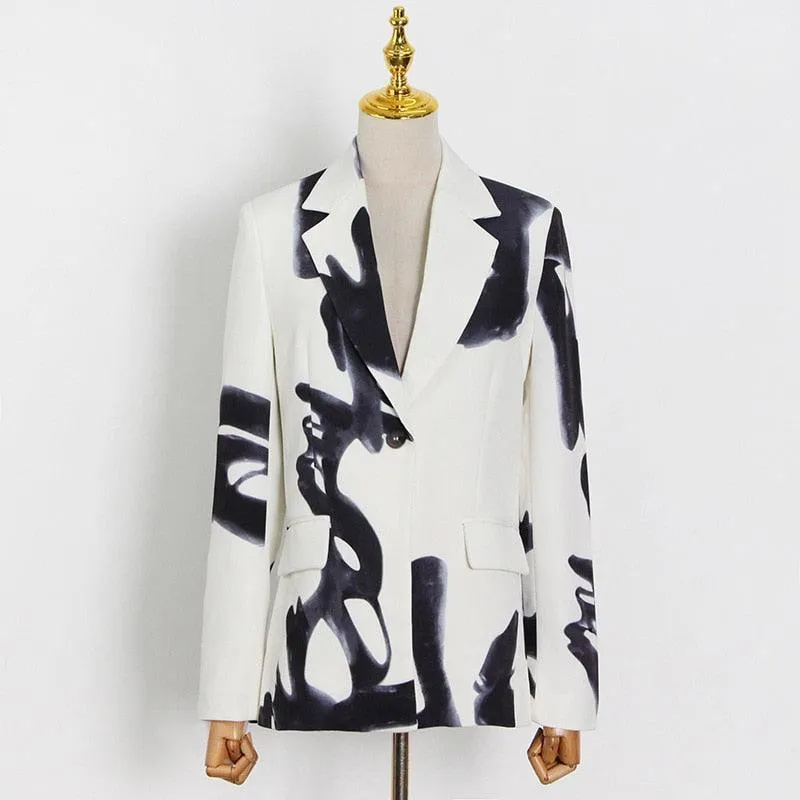 Ink Print Retro Style Pantsuit