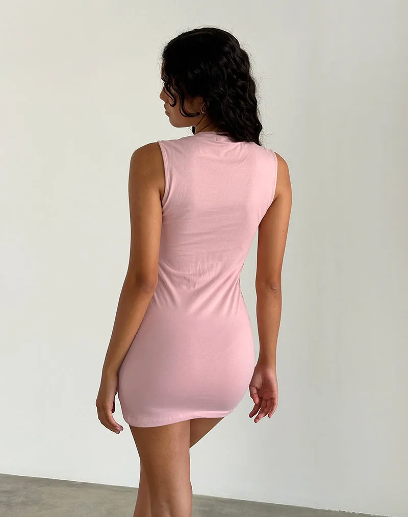 Jinsuni Mini Dress in Pink Lady with Ivory Bows