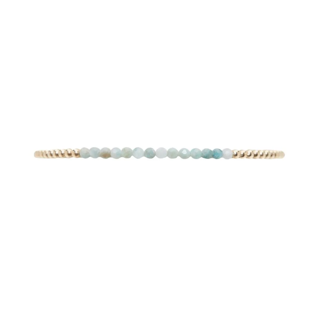 Karen Lazar - 2 mm Yellow Gold Filled Bead Flex Bracelet with Amazonite