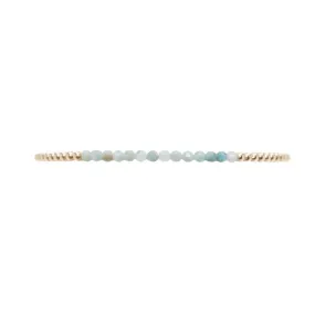 Karen Lazar - 2 mm Yellow Gold Filled Bead Flex Bracelet with Amazonite