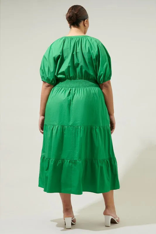 Kelly Green Poplin Midi Dress