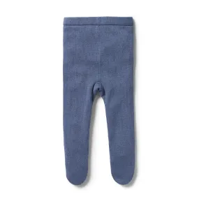 Knitted Legging With Feet, Blue Depths