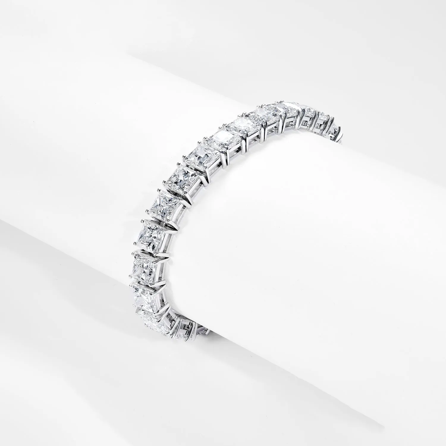 Kori 41 Carat F VS1 Princess Cut Lab Grown Diamond Tennis Bracelet in 14k White Gold By Mike Nekta