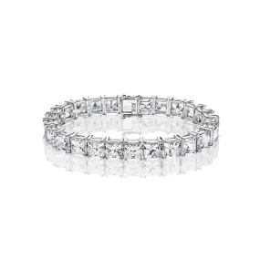 Kori 41 Carat F VS1 Princess Cut Lab Grown Diamond Tennis Bracelet in 14k White Gold By Mike Nekta