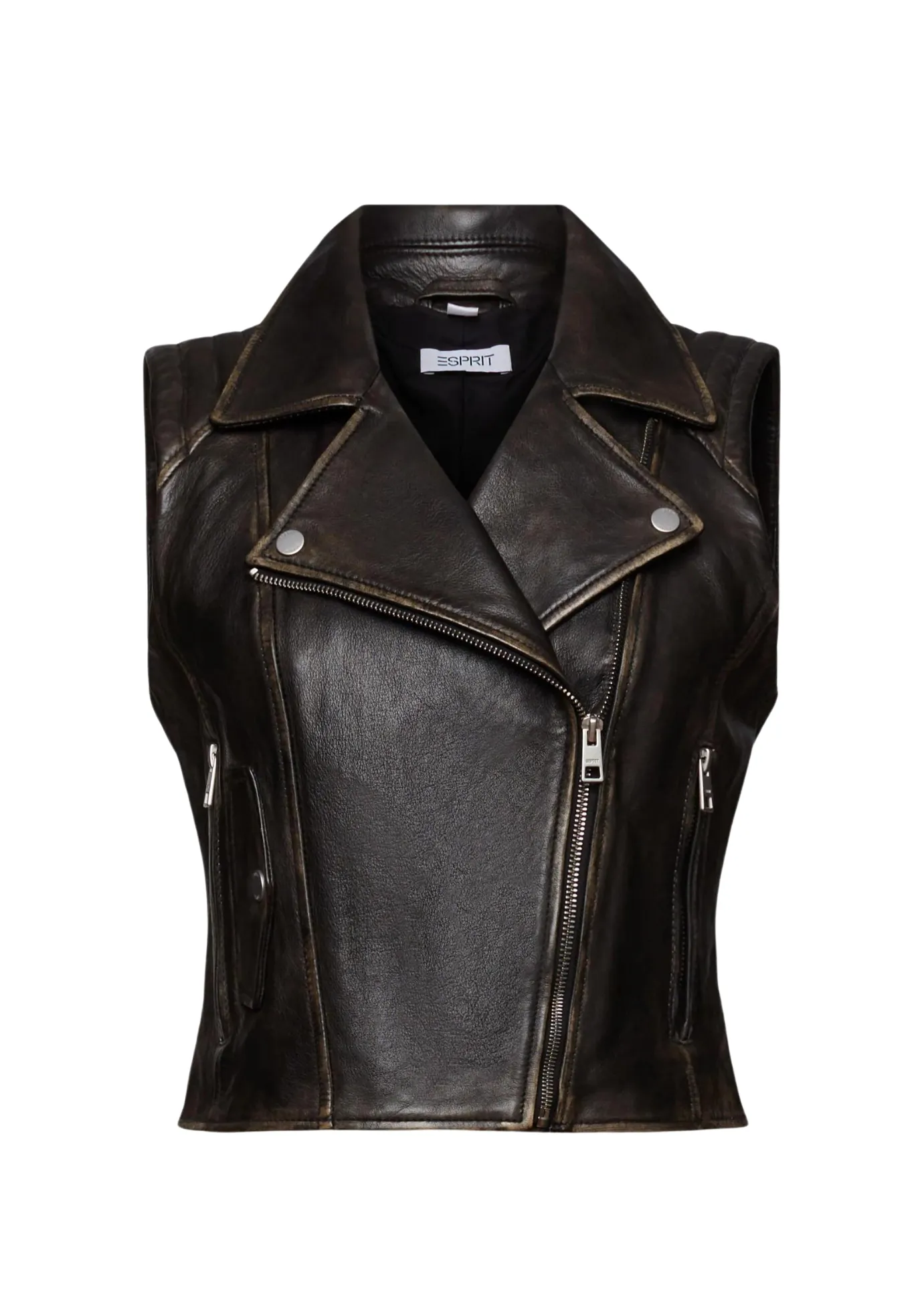 Leather Moto Vest Black