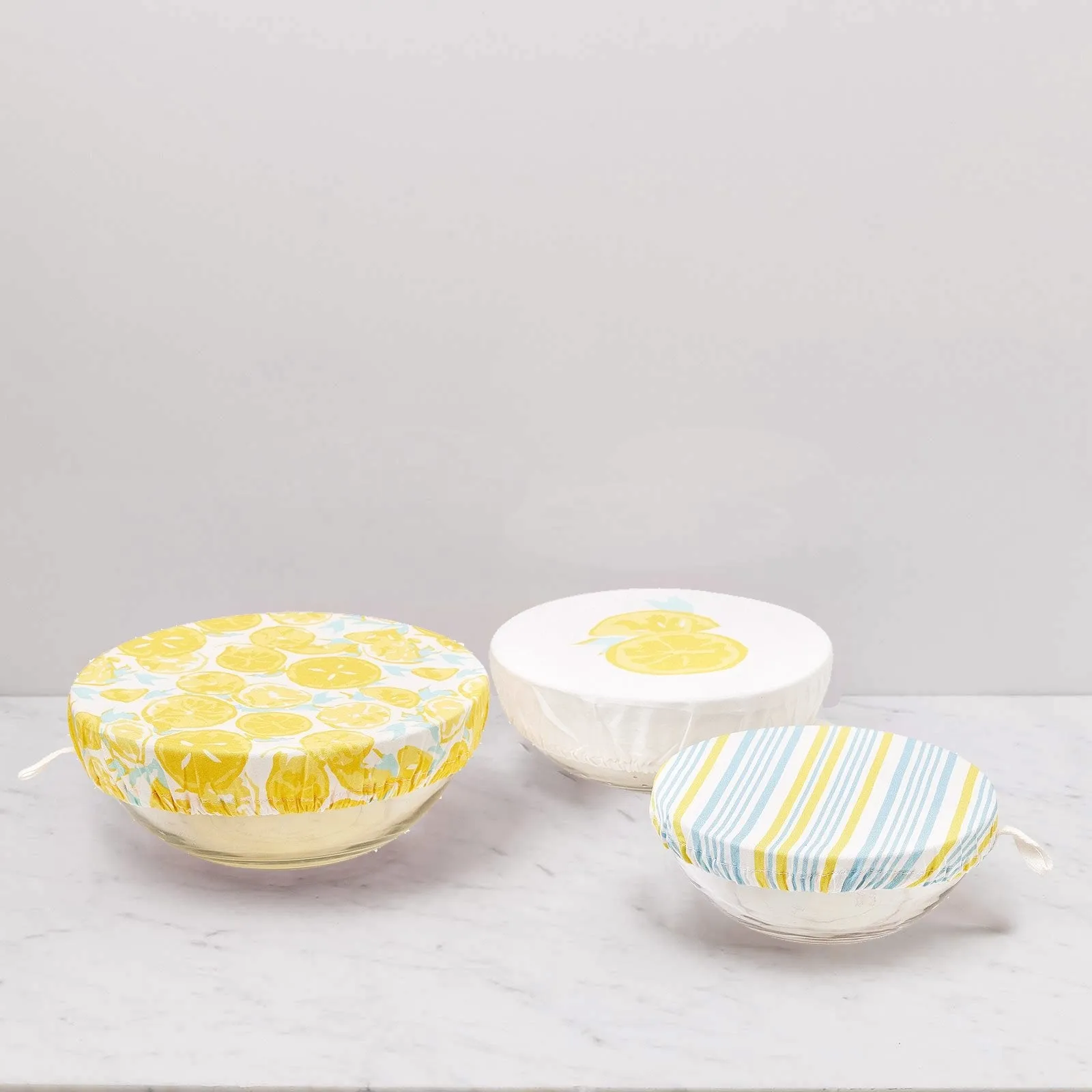 Lemon Slices blu Kitchen Food Storage Covers (Set of 3 )