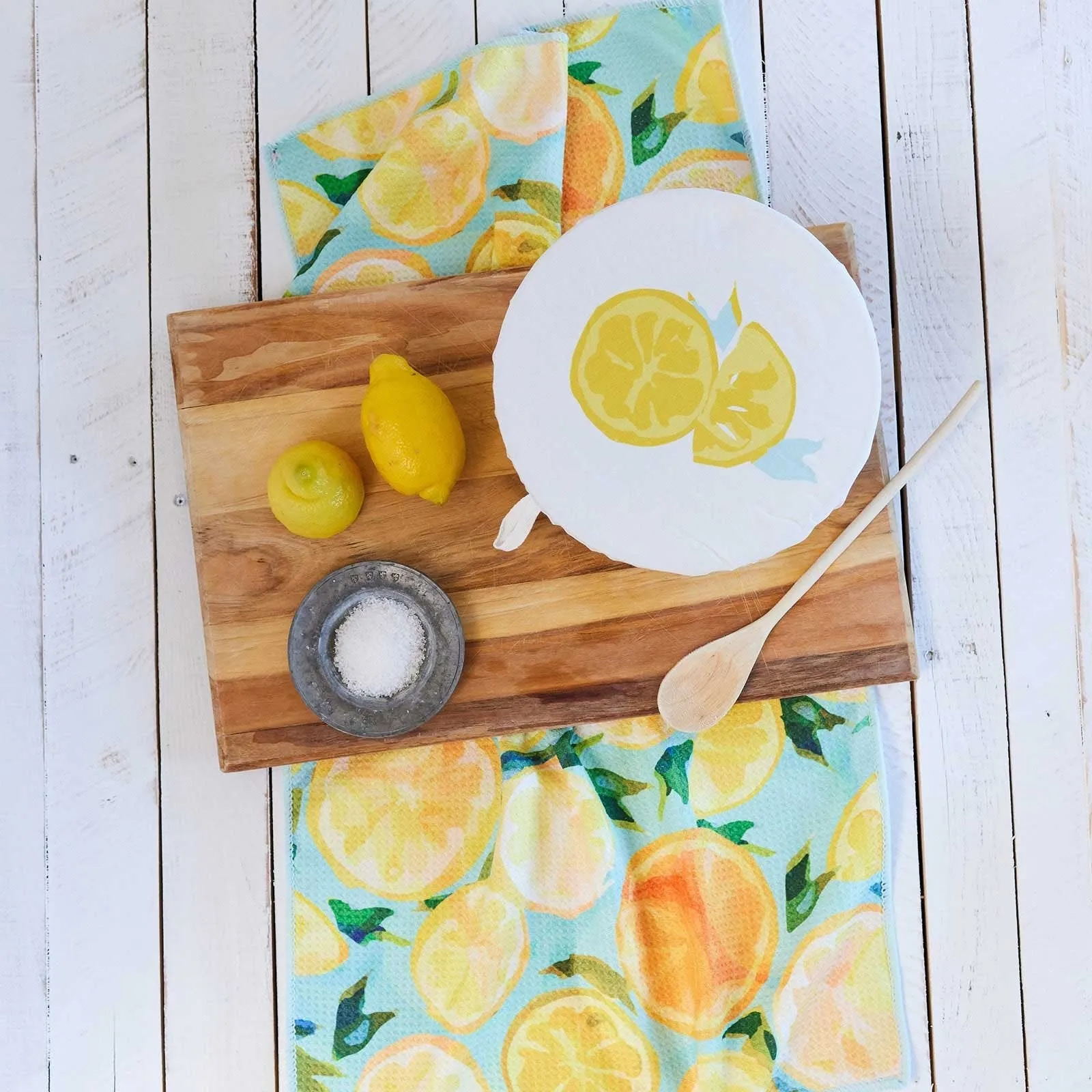 Lemon Slices blu Kitchen Food Storage Covers (Set of 3 )