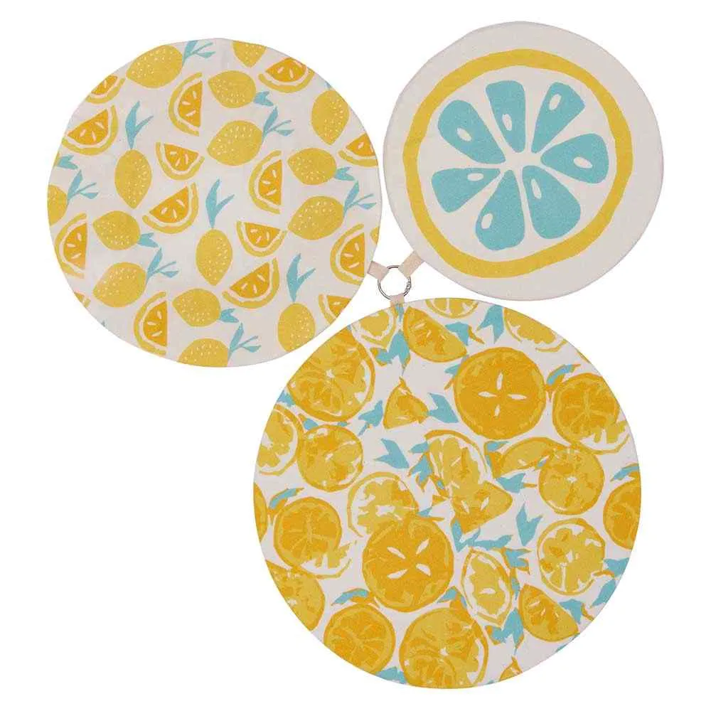 Lemons blu Kitchen Food Storage Covers (Set of 3 )