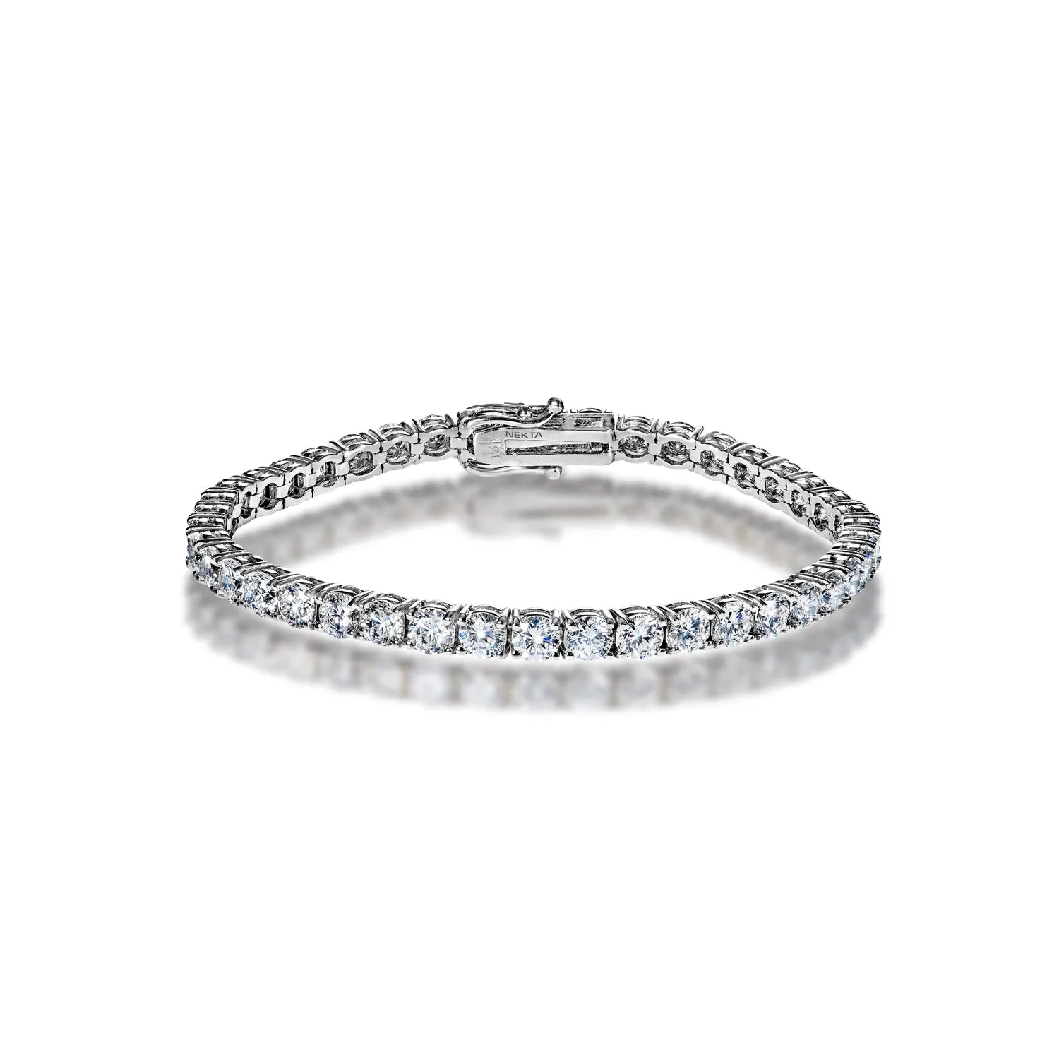 Lenny 10 Carat Round Brilliant Single Row Lab Grown Diamond Tennis Bracelet in 14k White Gold