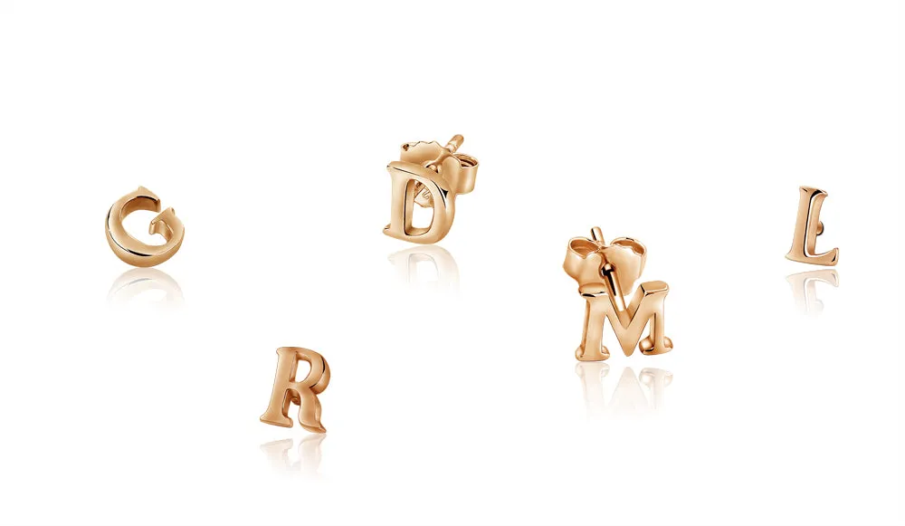 Letter Initial Stud Earrings