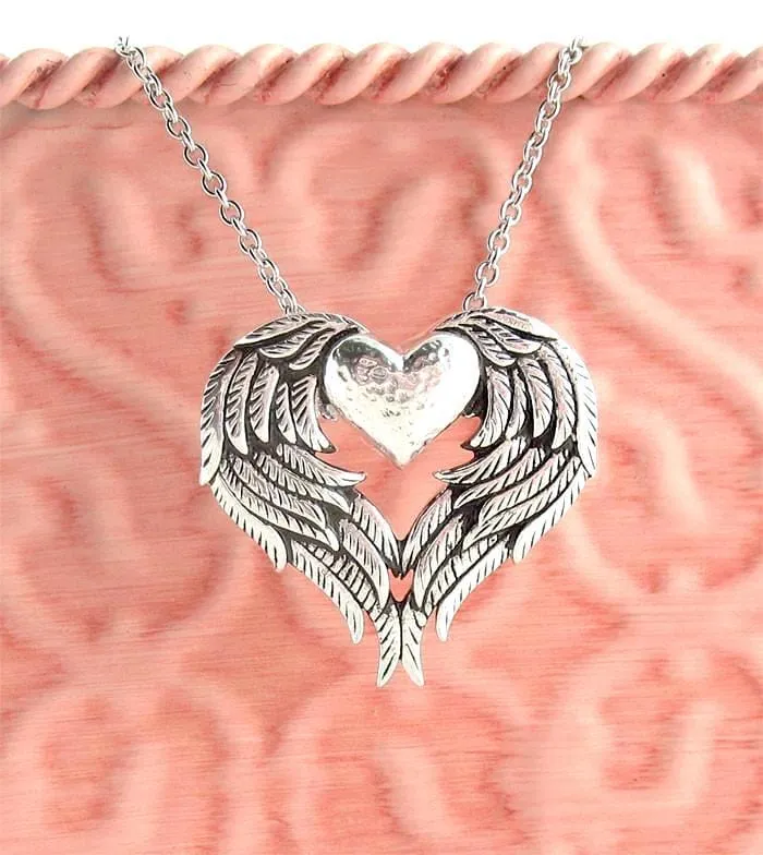 Love of Angels Heart-Shaped Wings Pendant