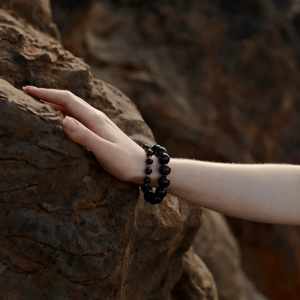 Luna Bracelet Set / Black Onyx   Silver