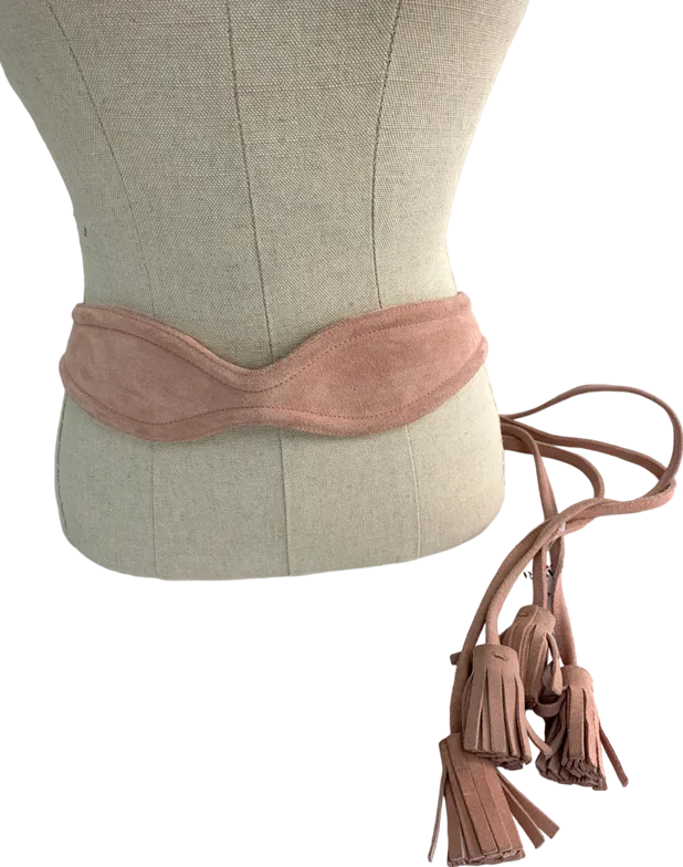 Maje Pink Suede Waist Belt With Tassels One Size