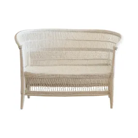 Malawi Cane Love Seat | White Handwoven in Malawi