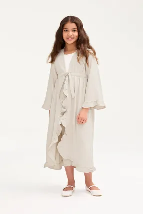 Mariam Ruffle Abaya - Stone (Girls)