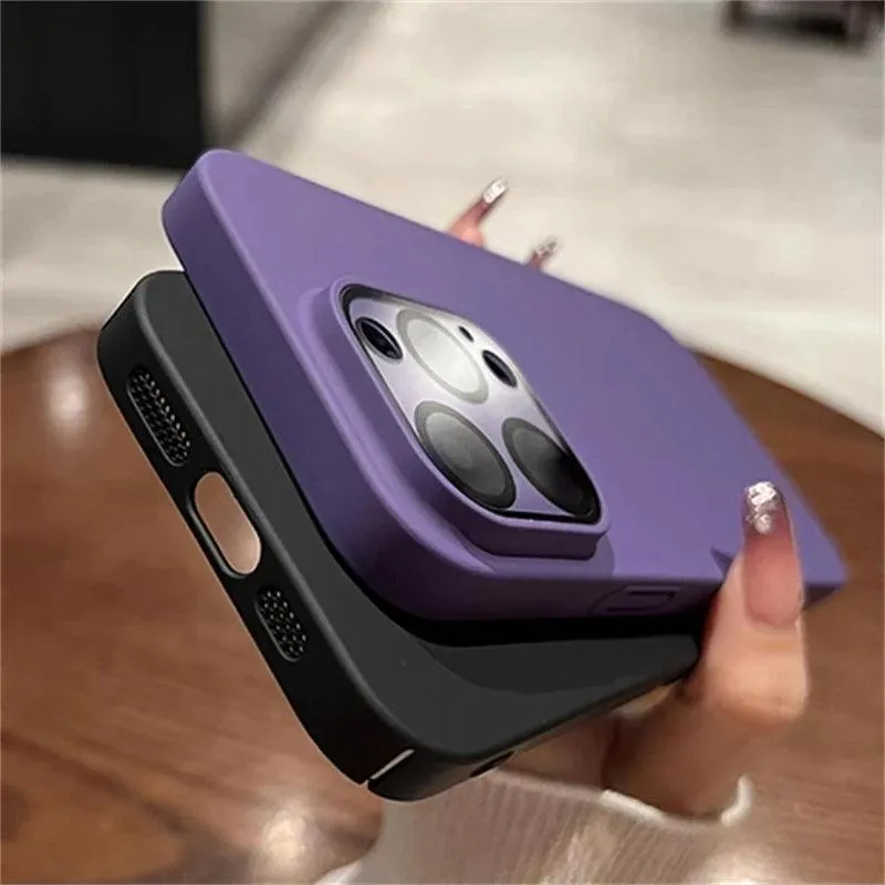 Matte Hard PC Lens Glass Full Protection Cute Phone Case for iPhone 12, 13, 14 15 Pro Max Cover