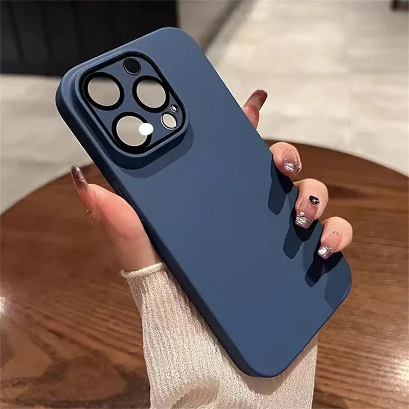 Matte Hard PC Lens Glass Full Protection Cute Phone Case for iPhone 12, 13, 14 15 Pro Max Cover