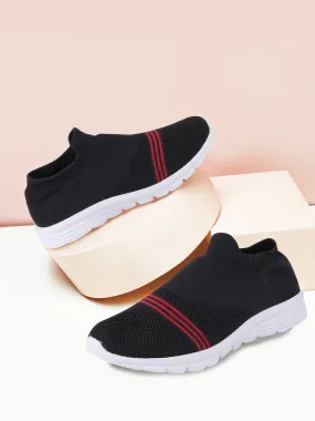 Men Black Sports Slip-On Walking Shoes