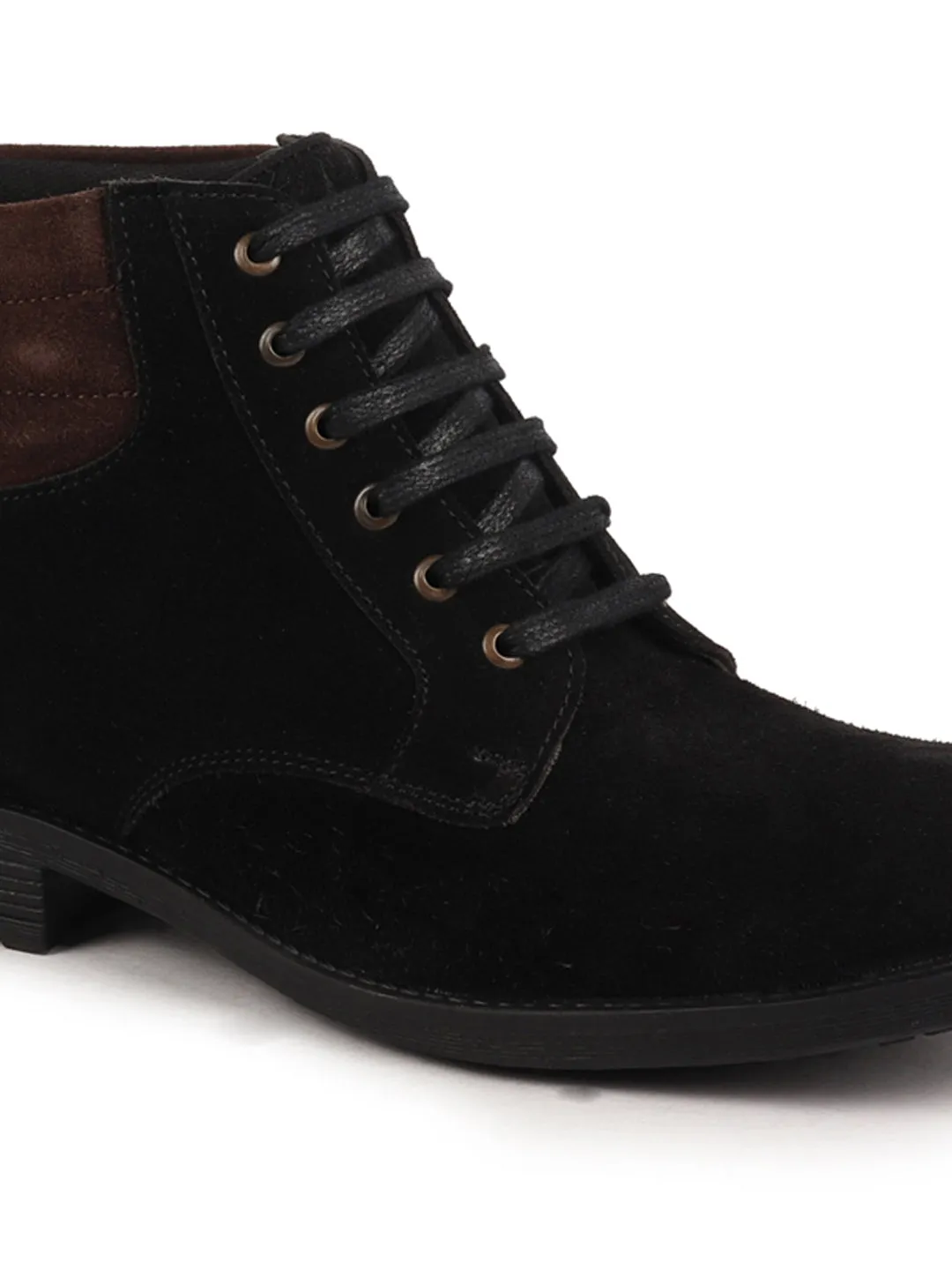 Men Black Suede Leather Chukka High Ankle Boot For Biking|Hiking|Trekking